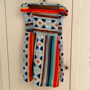 ZARA (TRF) Multicolour Strapless Dress with Bow